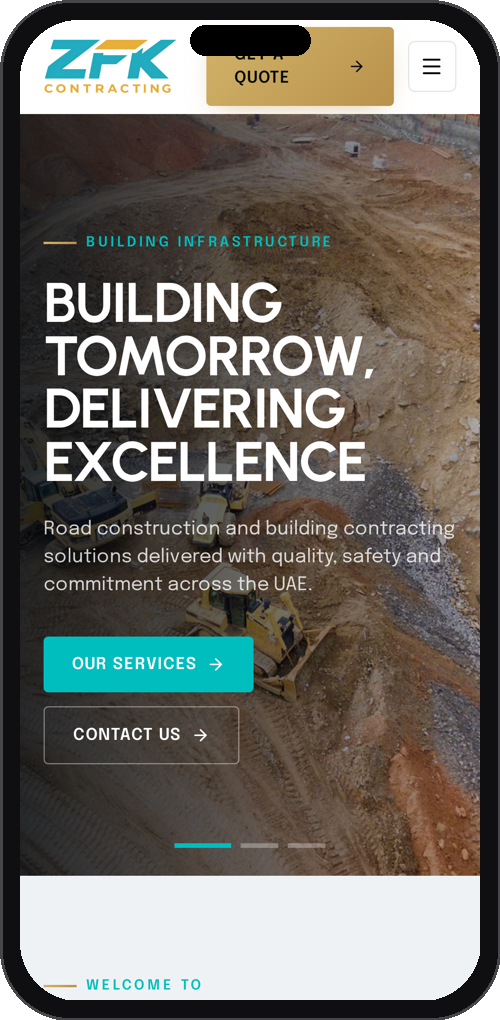 ZFK — UAE Corporate Website — mobile mockup
