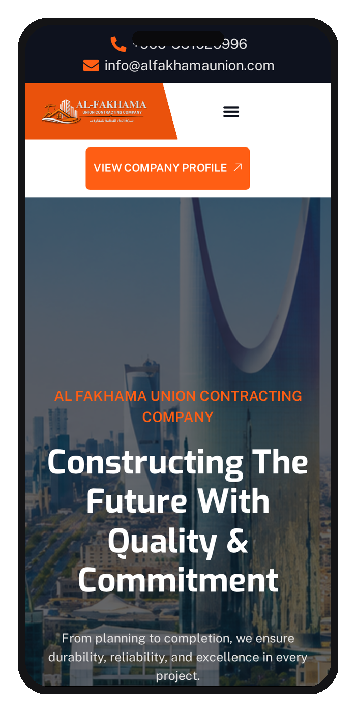 Al Fakhama Union — Premium Corporate Website — mobile mockup