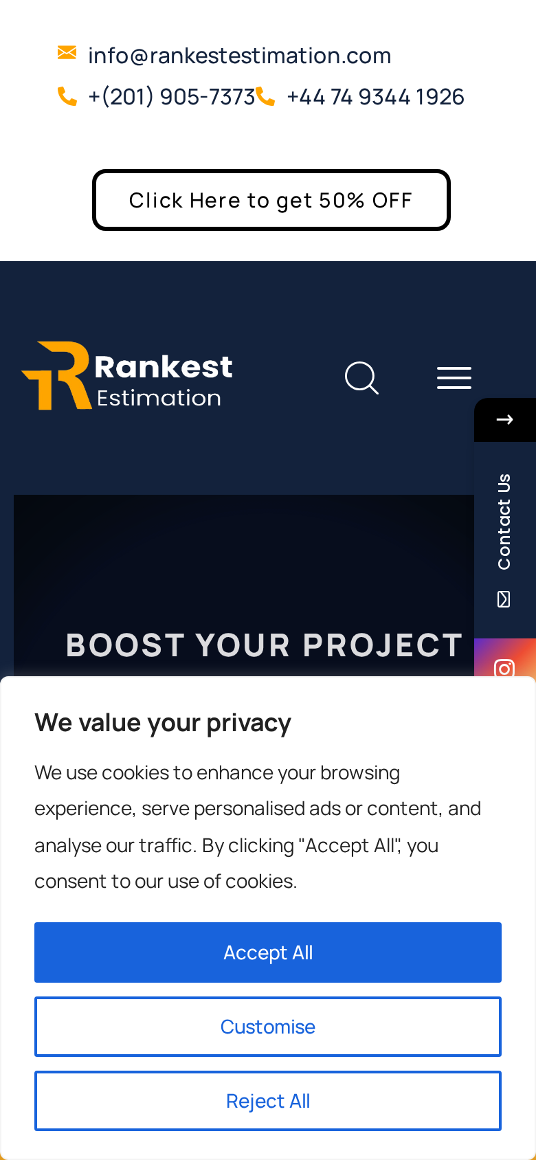 Rankest Estimation — Construction Estimating — mobile mockup