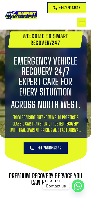 Smart Recovery 247 — 24/7 UK Recovery — mobile mockup