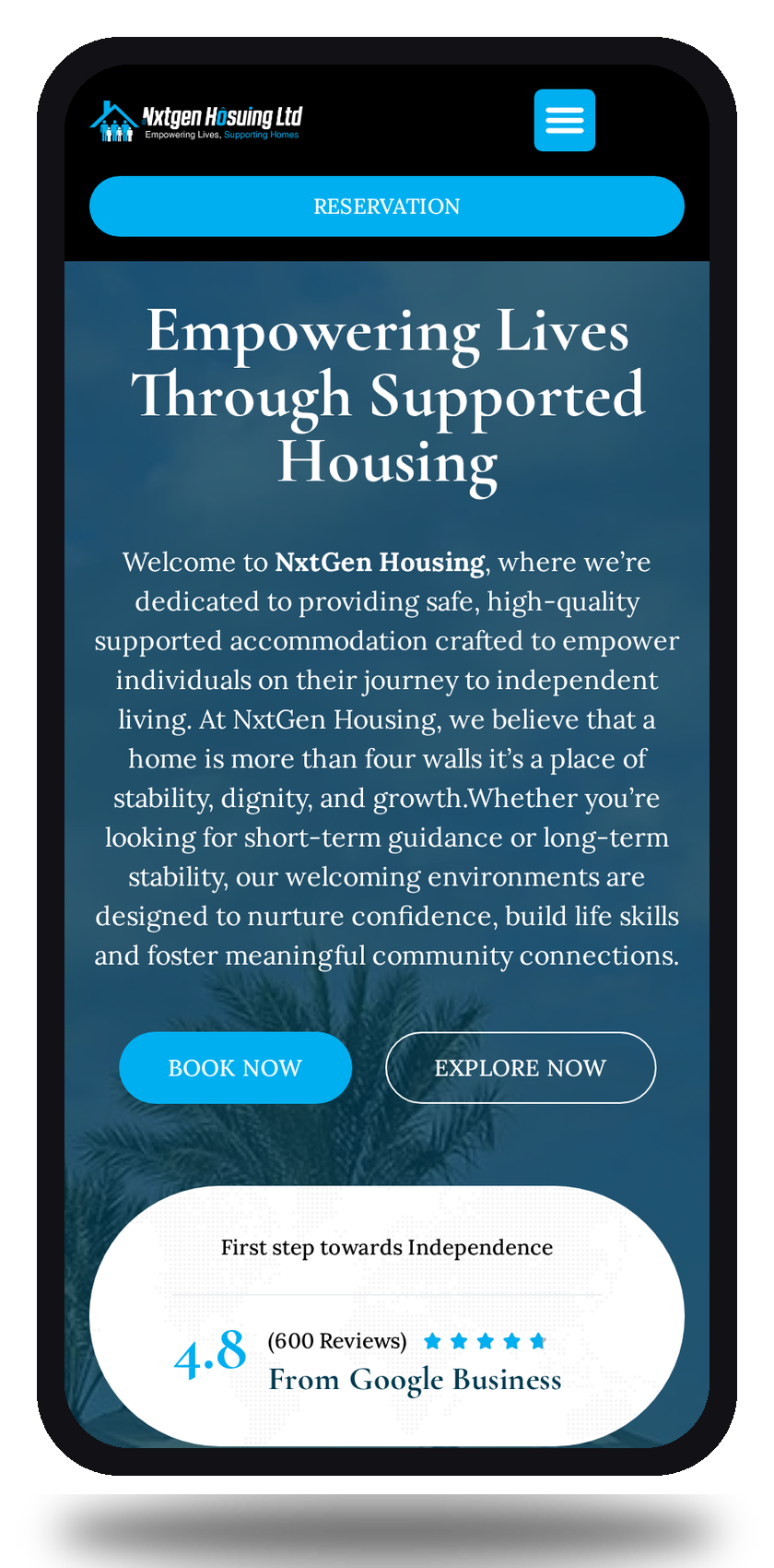 NxtGen Housing — Supported Accommodation Platform — mobile mockup