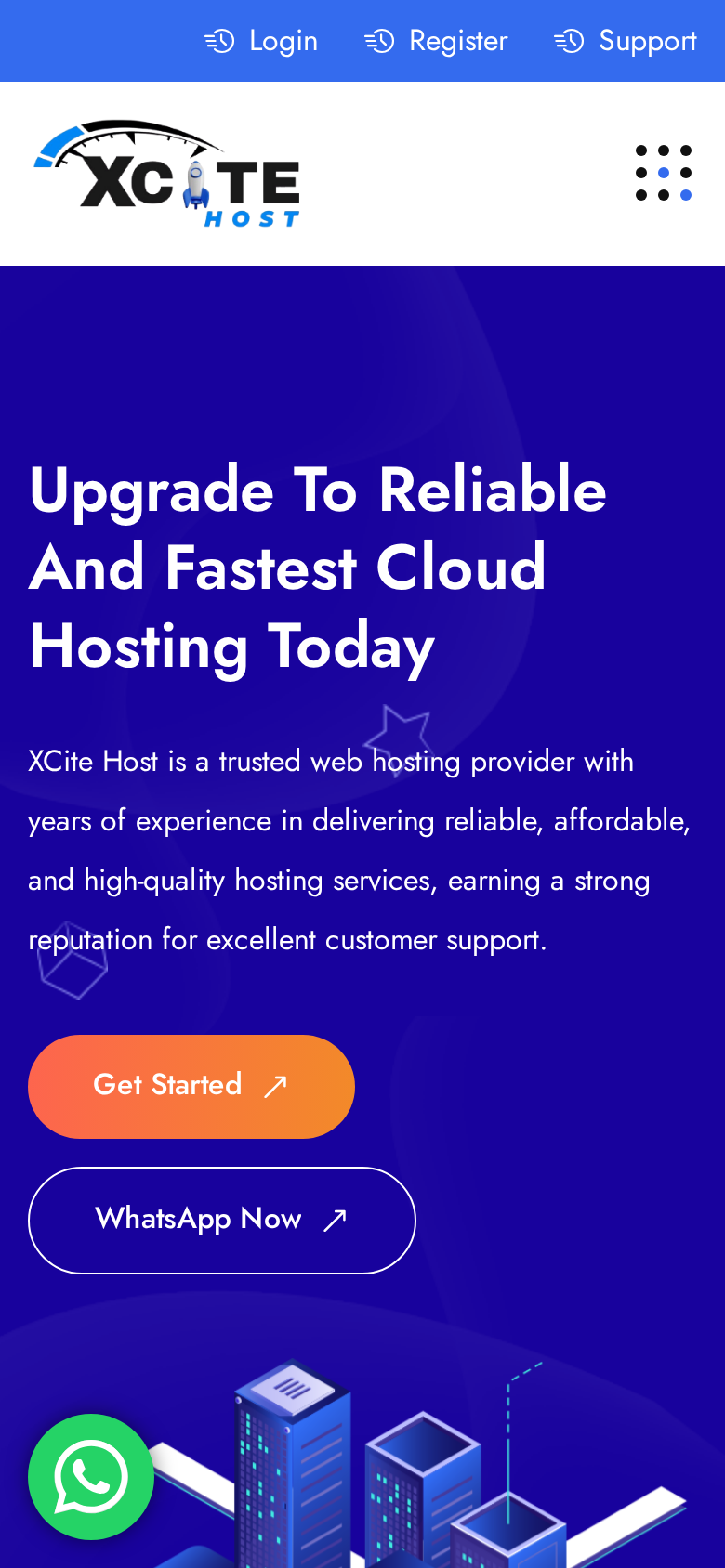 XciteHost — Hosting & Domain SaaS — mobile mockup