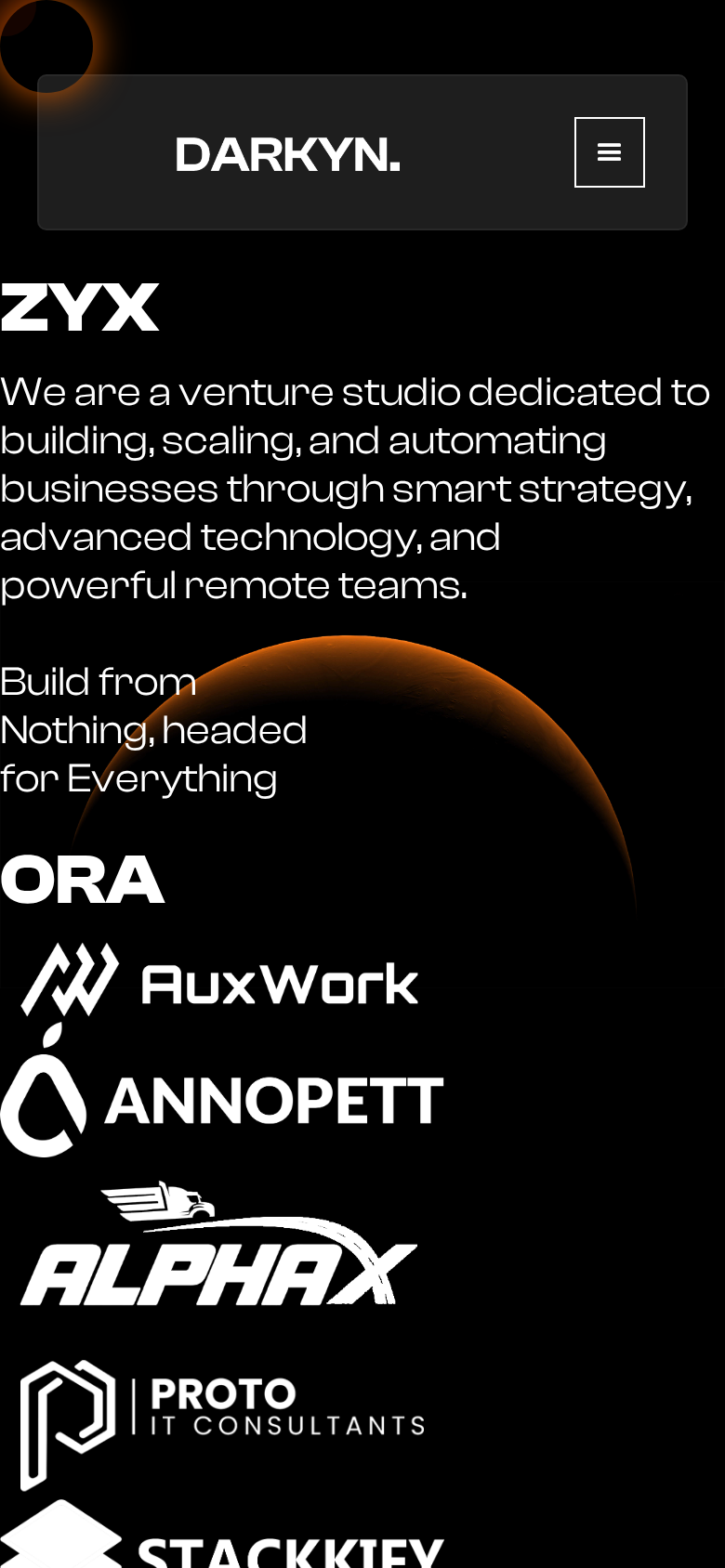 Zyxora Ltd — Corporate Brand Site — mobile mockup