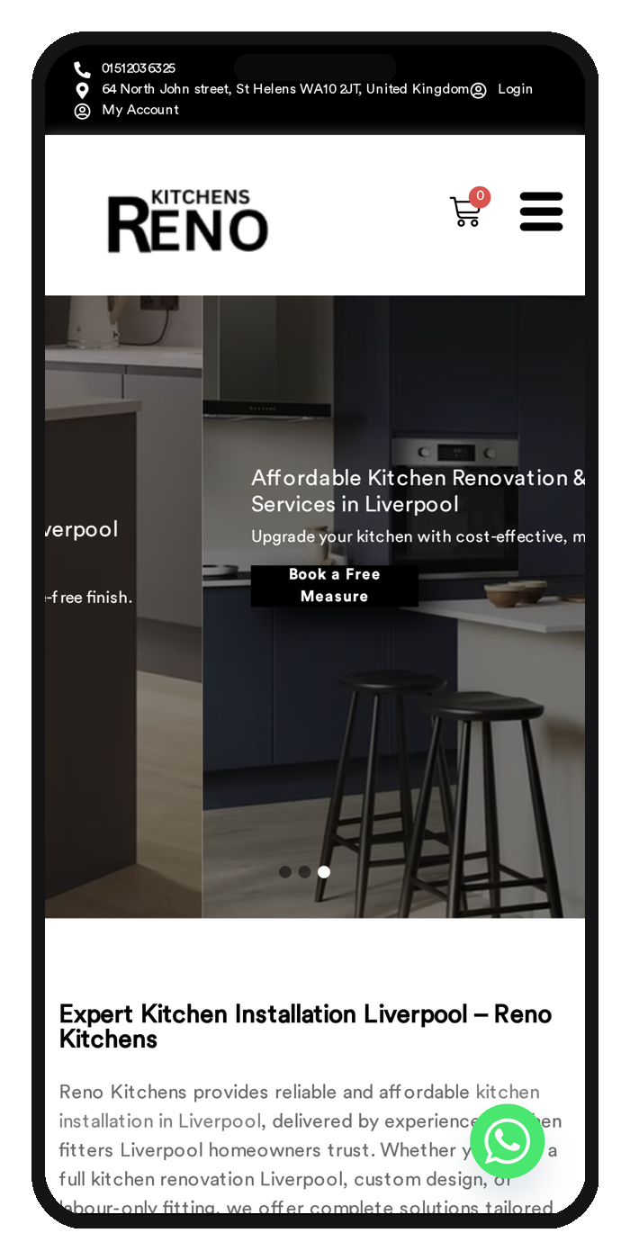 Reno Kitchens — UK Kitchen Design & Renovation — mobile mockup